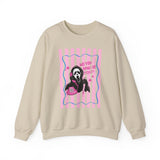 Cute Scream Mask Graphic “No You Hang Up First” Crewneck Sweatshirt
