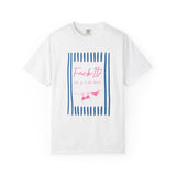 Graphic T-Shirt — "Fuck It! Let’s Do the Beach" Retro Striped Summer Tee
