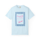 Graphic T-Shirt — "Fuck It! Let’s Do the Beach" Retro Striped Summer Tee