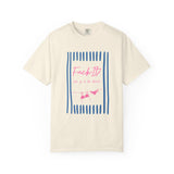 Graphic T-Shirt — "Fuck It! Let’s Do the Beach" Retro Striped Summer Tee