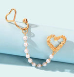 Hoops Heart Pearl Clip Earrings for Women Shiny Zircon Moon Star Cartilage Long Tassel Ear Jewelry Hoop Earrings (Metal Color : 1)