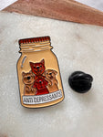 ANTI DEPRESSANTS DOG ENAMEL PIN, DECOR BROOCH